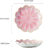 Lotus Ring Holder Dish Small Indoor Ash Tray, Ceramic Dessert Plate Trinket Jewelry Holder Organizing Necklace Earrings for Parents Friends Sister, Pink. All Jewelries Are NOT Included.