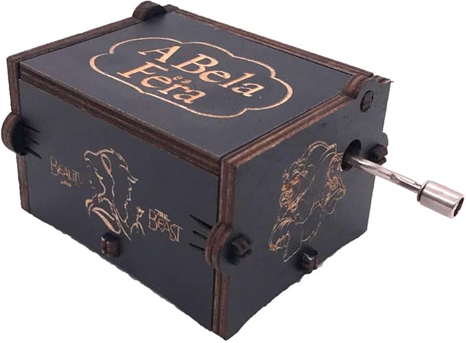 Youtang Beauty and The Beast Music Box Hand Crank Musical Box Carved Wooden,Play (Beauty and The Beast Theme, Black)