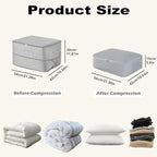 Ultra Space Saving Self Compression Organizer, Large Capacity Storage Bag, Thick Satin Fabric Heavy Duty Bags for Comforters Blankets Bedding Duvet (Gray, Large, 21x17x12in)