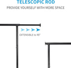 Black Simple Standard Rod Rolling Clothing Garment Rack, Metal Clothes Organizer with Lockable Wheels