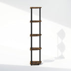 Furinno Turn-N-Tube Storage Shelves, 5-Tier Book Shelf, Corner Shelf, Toolless Open Shelves, for Organization and Storage, Living Room, Home Office, Hallway, Bedroom, Amber Pine
