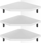 Alsonerbay Corner Wall Shelf Set of 3 Corner Shelf Wall Mount, Solid Wood Corner Floating Shelves with Cable Hole for TV Accessories, Speaker, Game Console for Bedroom, Living Room, Bathroom White