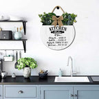 Kitchen Wall Art Decor,Kitchen Rules Rustic Round Wooden Sign,For Home, Office, Store Or Restaurant