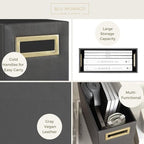 BLU MONACO Magazine Basket: Grey Leather Bathroom Holder – Stylish Modern Rack and Newspaper Stand, Decorative Floor-Mounted Organizer for Elegant Bathroom Storage.