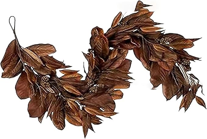Brown Leaf Wreath, Artificial Realistic Reusable Leaf Swag Fall Porch Decorations Outdoor for Mantle Fall Decorations for Home (1-280)