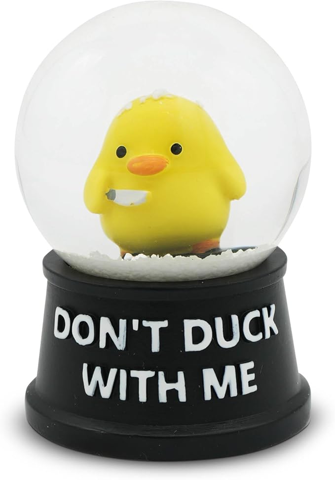 Funny Novelty Snow Globe – Quirky Mini Desk Gift for Office, Home, or Holiday – Unique Collectible Gag Gift for Friends and Coworkers - Duck with Me