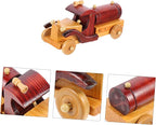 OUNONA Vintage Wood Car Model Ornament Miniature Desktop Automobile Decoration for Retro Room Decor and Stylish Wooden Craft for Living Room Bedroom Study and House