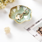 2PCS Ring Holder Dish, Small Key Bowl, Ceramic Trinket Tray Jewelry Dish Organizing Necklace Earrings for Mom Friend Sister, All Jewelries Are NOT Included. Light Green+Crystal Green.…