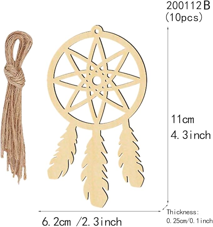 80 Set Wooden Dream Catchers Kits Wood Small Unfinished Dream Catcher Decorative Hanging Ornaments Cutouts to DIY Paint Crafts for Wall Home Tree Decor, 8 Styles