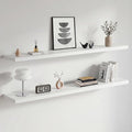 Homeforia Floating White Shelf 60 inches, High End Solid Real Wood 60inch Long Floating Shelves for Wall Mounted, White Wooden 60in Floating Shelves, Heavy Duty Bracket, 60 X 6.5 X 1.75 inch, Set of 3