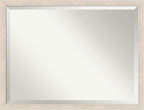 Amanti Art White Wall Mirror 33x43 Hardwood White Wash Narrow Rectangle Bathroom Mirror for Wall Decor Living Room, X-Large Country Rustic Wood Frame, Hangs Horizonally and Vertically, Bathroom Decor,