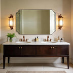 ANDY STAR 30"x48" Brushed Bronze Rectangle Mirror, Large Scalloped Bathroom Mirror in Premium Stainless Steel Frame, Timeless Shape with Unique Flair, Ideal for Home Remodel (Vertical/Horizontal)