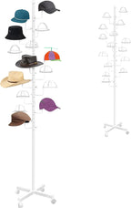 Montex Hat Rack Stand 15 Hooks, Hat Display Stand Metal, Hat Display for Stores, 15 Customizable Circular Hooks (White)