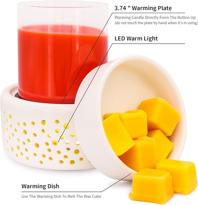 VICTORIA AROMA Ceramic Wax Melt Warmer - LED Night Light Candle Wax Warmer for Scented Wax, Electric Fragrance Wax Melter for Home, Office, Bedroom Decor, and Gifts