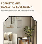 ANDY STAR 30"x48" Brushed Bronze Rectangle Mirror, Large Scalloped Bathroom Mirror in Premium Stainless Steel Frame, Timeless Shape with Unique Flair, Ideal for Home Remodel (Vertical/Horizontal)