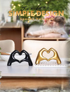 Modern Gold Heart Hands Sculpture, Decorative Table Art, Love Symbol Home Decor (Black)