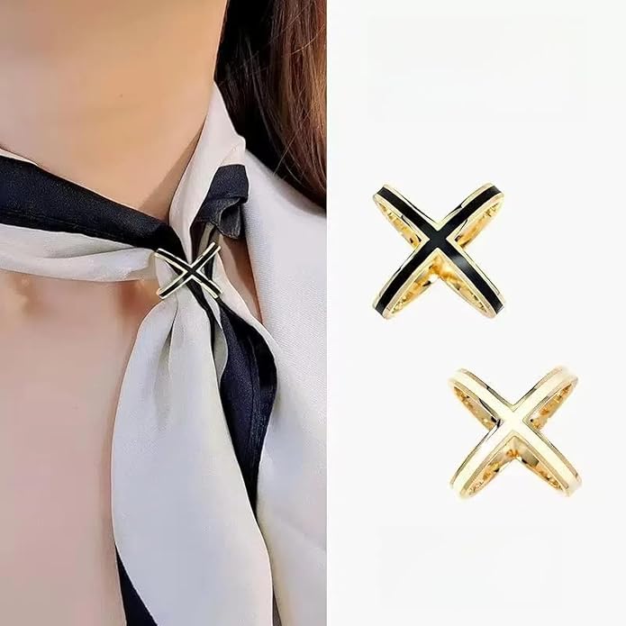 SYWDUDUCLT Scarf Ring for Women's Shawl, Silk Neckerchief, Tshirt, Gold/Sivler, S/M/L, 2 Pcs