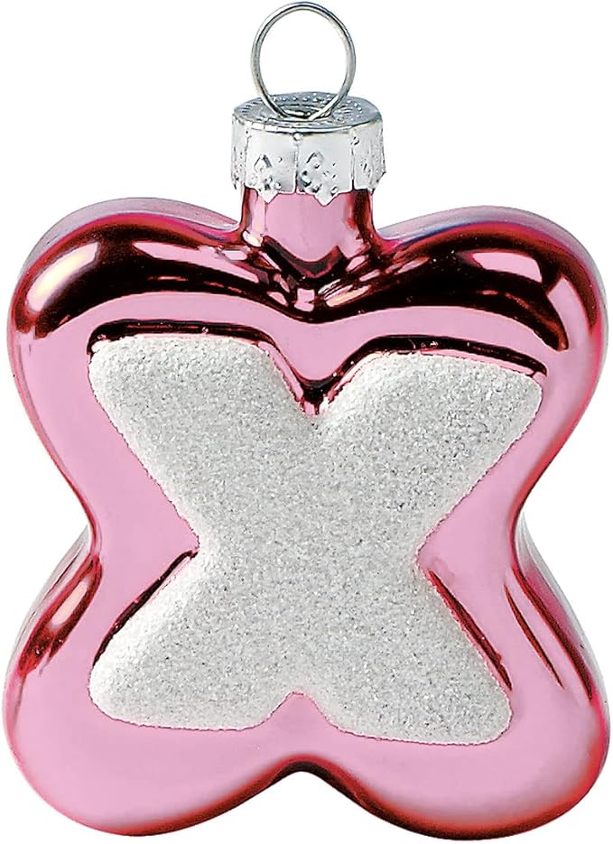 Lillian Vernon XOXO Valentines Ornaments -, 12-Piece Set, Blown Glass, Handcrafted Hanging Tree Decorations, Valentine's Day Holiday & Party Decor, Red & Pink Design