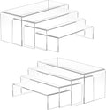 Albumgit Acrylic Display Risers, 8 Pieces Clear Rectangular Tabletop Display Stand for Amiibo Funko POP Figures, Collectibles Jewelry Food Cupcake Dessert Risers Shelf for Decoration and Organizer