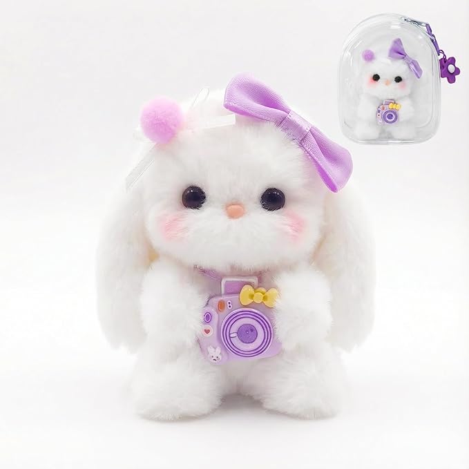 Small Funny Bunny Handmade Crochet Plush Rabbit,Positive Cute Fluffy Gifts for Coworker, Best Friend,Teacher, Mom. (Purple)