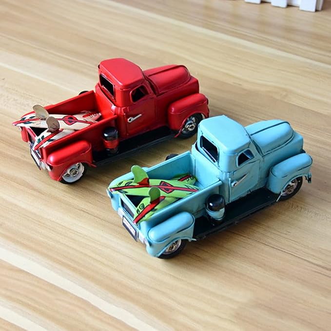PRETYZOOM Vintage Handmade Iron Car Model Red Miniature Desktop Ornament Classic Vehicle Decor for Home Office Unique for Vehicle Lovers Craftsmanship Functional