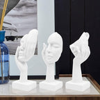 3 Pcs Thinker Statue,Modern Home Resin Sculptures,Collectible Figurines for Home Office Bookshelf Desktop Decor(White)