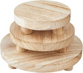 SUPERFINDINGS 3 Sizes Wooden Display Risers Wood Pedestal Stand Wood Round Flat Tray Rustic Display Riser for Home Bathroom Kitchen Counter Décor and Organize, 20/15.2/12.6cm