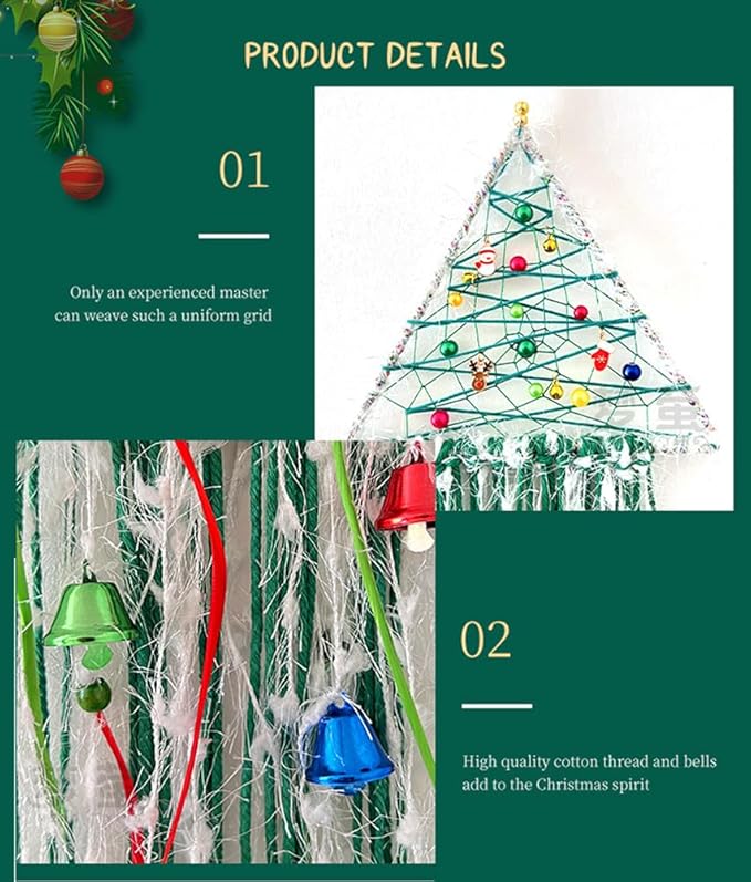 Christmas Tree Dream Catcher with Lights Handmade Christmas Dreamcatcher Hanging Decoration Home Wall Decoration Craft Ornament