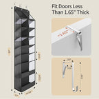 Yecaye Over the Door Shoe Organizer Hanging with Large Pockets, 8 Tier Back of Door Storage for Nursery, Closet and Bathroom, Partition Behind Door Organizers Shelf with Baby Clothes (1 Pack, Black)