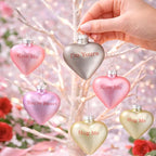 Lillian Vernon Pastel Candy Conversation Hearts Valentines Ornaments - 12-Piece Assortment, Blown Glass, Handcrafted Hanging Tree Decorations, Pastel Heart Holiday & Party Decor, 2.5 in Tall