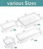 Clear Plastic Drawer Organizer Storage - 25Pcs 4 Size Desk Bathroom Kitchen Organizers and Accessories Office Organization, Vanity Stackable Drawers Bins Trays Containers Dividers Makeup Sets