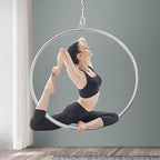 Aerial Hoop Kit, 253lbs Weight Capacity Professional Aerial Hoop, 90cm Stainless Steel Yoga Starter Set with Nylon Rope and Fixing Plate, Aerial Yoga Equipment for Fitness, Dance, Performance
