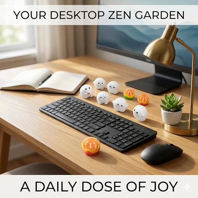 8Pcs Cute Desk Accessories Miniature Resin Figurines Set for Desktop, Computer Monitor, Car Dashboard Decor & Home Office Fun (0.7×0.6")