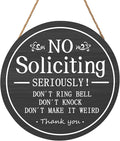 Funny No Soliciting Sign for House 12"x12" Do not Knock or Ring Doorbell Wooden Signs for Front Door Rustic No Soliciting Welcome Sign Hanging Decorations for Home Yard Garden Farmhouse Porch