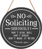 Funny No Soliciting Sign for House 12"x12" Do not Knock or Ring Doorbell Wooden Signs for Front Door Rustic No Soliciting Welcome Sign Hanging Decorations for Home Yard Garden Farmhouse Porch