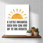 Inspirational Office Wall Art Decor, Motivational Add Up to Big Results Positive Quote Daily Affirmations Artwork Posters for Home Office Gym Classroom Decorations (11.5 X 15 Inches, Framed)