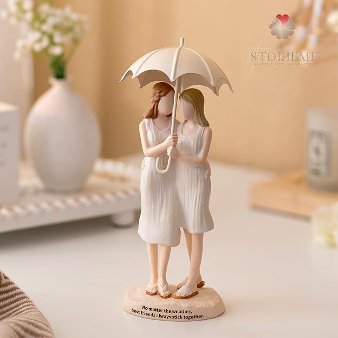 Storieme Best Friend Birthday Gifts for Women - Friendship Christmas & Birthday Gift for Bestie BFF - Resin Sister Figurines