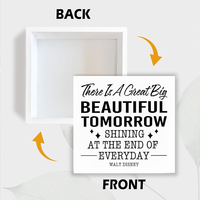 Motivational Home Decor, There's A Great Big Beautiful Tomorrow Shining at the End of Everyday, Positive Quote Sign, Office Accessories For Women, Home Desk Decor, Friend Gift, 5.1x5.1inches