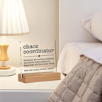Chaos Coordinator Gift for Manager Leader Coworker Boss Mentor Thank You Gifts Chaos Coordinator Definition Clear Desk Decorative Sign Acrylic Sign With Wooden Stand for Desk Table Shelf