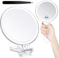 B Beauty Planet 40X Magnifying Mirror, Hand Mirror with Handle, Double Sided Hand Mirror with 40X/1X Magnification, Travel Essential Portable Foldable Makeup Mirror for Precision Makeup Clear