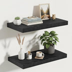 Vivelove 16 Inches Floating Shelves Wall Mounted, 10" Deep Wall Shelves for Bedroom, Bathroom, Living Room, Kitchen, Office, Home Decor, Modern Shelf, Set of 2, Black, 16x10.2x1.5