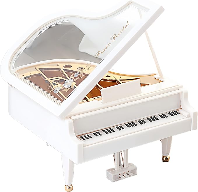 Musiin Grand Piano Music Box Desktop Ornament — Open the lid and a beautiful melody immediately plays, creating a warm and peaceful atmosphere to relax your mind.