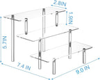 HENABLE Acrylic Display Risers, Acrylic Perfume Stand Organizer, Clear Shelf Risers for Display Stands for Food, Tabletop Use, Amiibo Funko POP Figure, 3 Tier Clear Cupcake Stand Risers