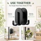 Heavy Duty Magnetic Wreath Hanger, Strong Magnetic Hooks for Front Door, Holds 10 lbs, No-Scratch, Versatile Wreath Hook for All Season Decor, Kitchen, Fridge, Garage (Black, 2 Pack)