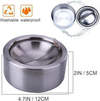 2 Sets Outdoor Ashtray with Lid, hanlongyu Flip Top Stainless Steel Ash Tray, Metal Windproof Cigarette Ashtrays for Indoor or Outdoor Use, Desktop Smoking Ashtray Office Patio Home Decor