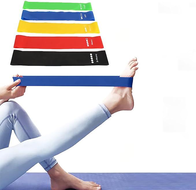 Resistance Loop Exercise Bands with Instruction Guide and Carry Bag, Set of 5