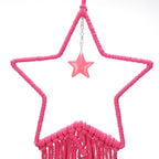 MECCANIXITY Macrame Dream Catchers, Rose Red Handmade Star Design Woven Cotton Dream Catcher Wall Hanging for Home Bedroom Decoration Ornament Craft Gift