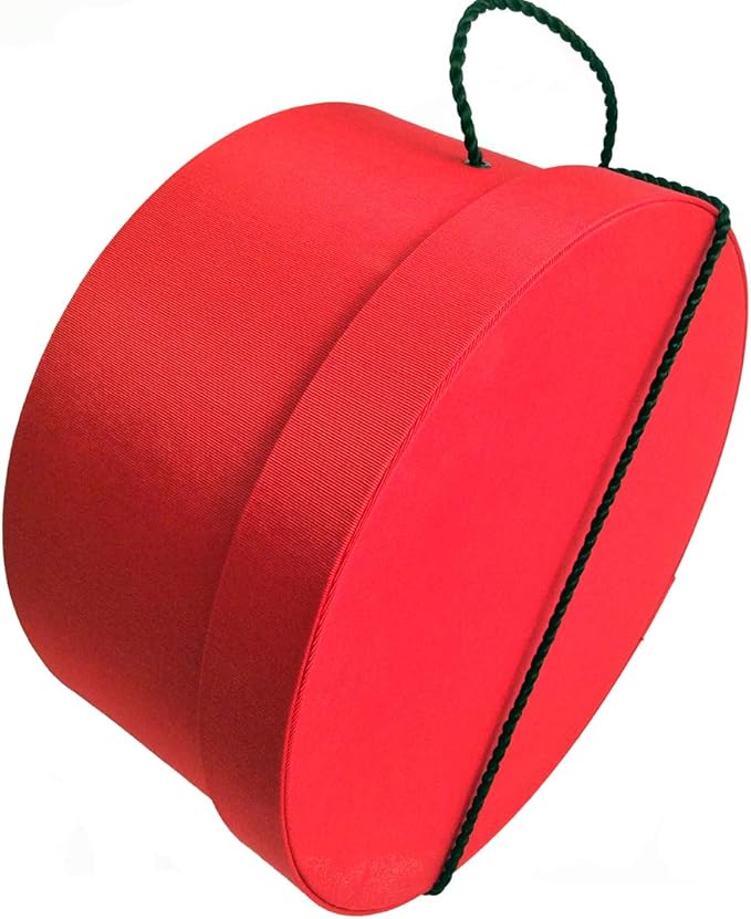 Sarah's Hat Boxes Classic Red Hat Box – 18.5" x 9.5" (Dia. x Ht.) Handmade in USA – Odorless Non-Toxic Adhesive, Cording Handle – Premium Storage for Hats & Accessories