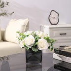 Square Glass Vases Set of 6, 4" x 4" x 4" Square Flower Vases for Centerpieces, Grey Vase for Flowers, Small Vase for Wedding, Party, Home Office Decoration