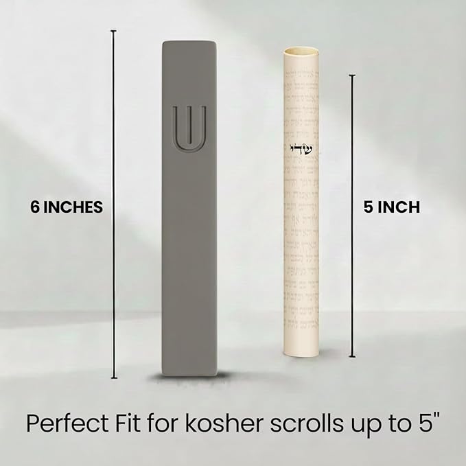 SURI Mezuzah for Door with Scroll – 6 Inch Modern Mezuzah Case with Non Kosher Scroll Included, Fits up to 5” Scroll, Easy Adhesive Installation, Gift Box Included